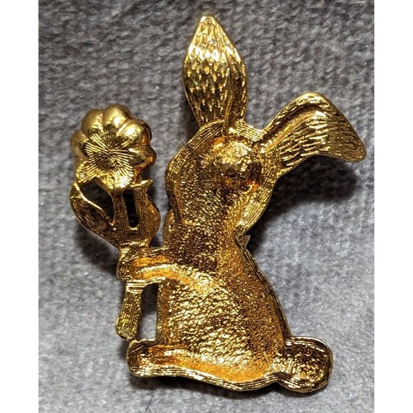 Vintage Gold Easter Bunny Pin - Picture 3 of 3
